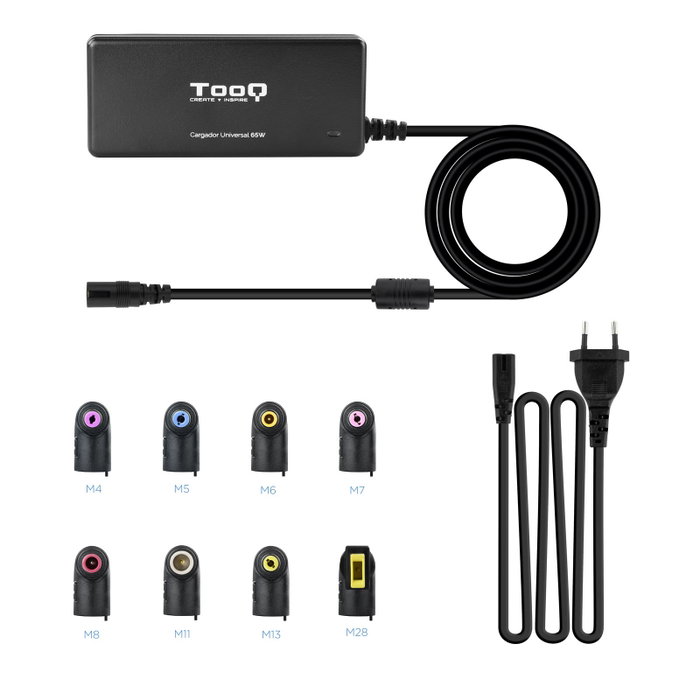 Tooq Cargador Universal 65W con 8 Conectores y USB TQLC-65BS02AT